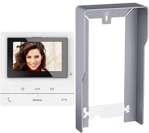 Bticino 344672 Videocitofono Video, Classe 100V16E Vivavoce & 343051 Tetto Antipioggia, Grigio