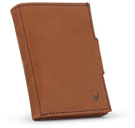 DONBOLSO NextGen Slim Wallet - mit Münzfach | RFID Schutz | Kreditkartenetui für bis zu 11 Karten | Minimalistische Portemonnaie | Vintage Braun