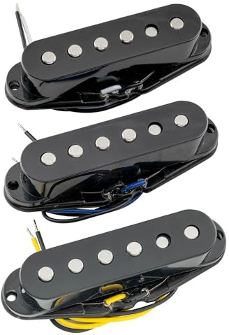 Musiclily Pro ST-60SE Staggered Alnico 5 Single Coil Tonabnehmer Pickups Set für Strat Style E-Gitarre, Schwarz