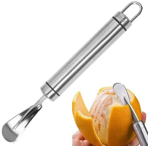 Orangenschäler aus Edelstahl, breiter Einsatz, Obstschneider, Schäler, Öffner, Obstwerkzeuge für den täglichen Gebrauch in der Küche (1 Stück)