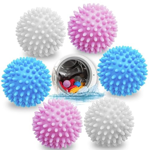 6 Stück Waschbälle,Trockner Bälle für Trockner Trocknerbälle,Wiederverwendbare Dryer Balls,Trocknerbälle für Wäschetrockner,Trocknerball Tennisbälle Waschmaschine Daunen Waschbälle für Waschmaschine