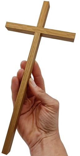 Lunexus Wandkreuz 26 cm aus Lindenholz lackiert gesegnet mit Zertifikat Kreuz zur Wandmontage katholisch christlich Geschenk Hausaltar Handarbeit Kreuz aus Holz für Zuhause Schule Kinderzimmer