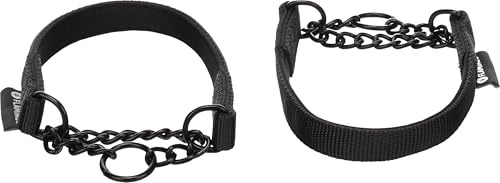 Flamingo Collier Anti-Traction pour Chien Trero Noir – Taille L: 44-55cm x 20cm x 5mm – Réglable et Résistant | Système de Contrôle avec Anneau Frontal pour Promenades Éducatives