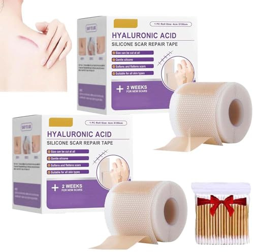 2 pezzi Cerotto Riparatore Nano All'Acido Ialuronico,Nastro Cicatrice In Silicone Riutilizzabile,Fogli In Silicone Per Cicatrici,Morbido E Confortevole Per Tutti I Tipi Di Pelle