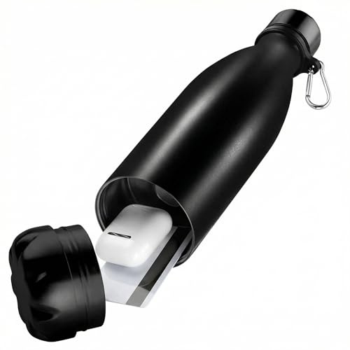 Hide Cash Cards Keys Jewellery In a Hidden Compartment, Water Bottle Diversion Safe Stash Stainless Steel 18 oz Insulated Bottle Keeps Drinks Hot or Cold.(Black)