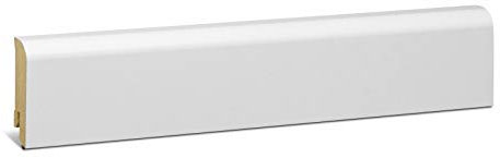 KGM Sockelleiste Oben Rund – Weiß folierte MDF Fußbodenleiste – Maße: 2400 x 18 x 58 mm – 1 Stück