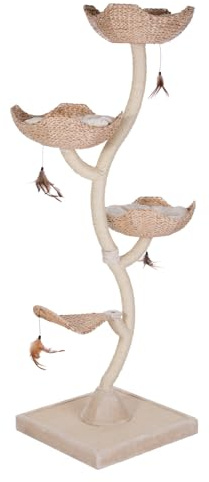 zooplus Kratzbaum Cat´s Flower XXL | 3 Schlafkörbe mit Wendekissen | inkl. Katzenspielzeug | robust und standfest | Höhe: ca. 183 cm