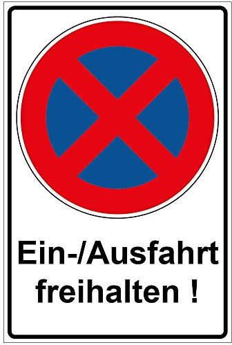 Schild Einfahrt/Ausfahrt freihalten aus Alu/Dibond 140x200 mm - 3 mm stark