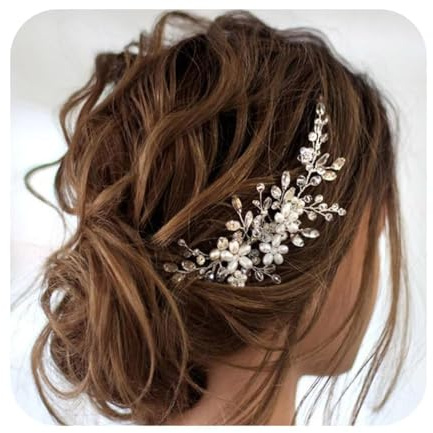 JAKAWIN Bridal Hair Accessories Wedding Hair Comb Silver Pearl Hair Piece for Women HC034 (1 Silver)