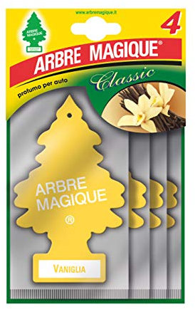 Arbre Magique, Ambientador para coche, aroma a vainilla, duración de hasta 7 semanas, formato multipack de 4 unidades