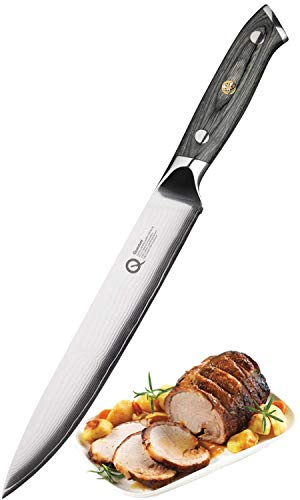 Taylors Eye Witness Quantum Pakka Wood Handle Carving Knife - 20cm / 8” Blade. Premium High Hardness Exotic Super-Steel Core, Between 66 Premium Steel Alloy Layers, Damascus Hamaguriba Grind Profile.