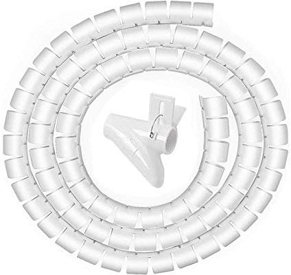 Manchon de gestion de câbles, gestionnaire de câbles de 2 m avec clip de rangement de cordons pour organiser les fils USB/TV cordons d'alimentation à la maison et au bureau, tube enroulé flexible à