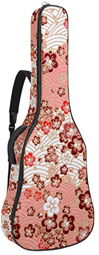 Gitarrentasche mit Reißverschluss, wasserdicht, weich, für Bassgitarre, Akustik- und klassische Folk-Gitarre, Pink Scale Flower