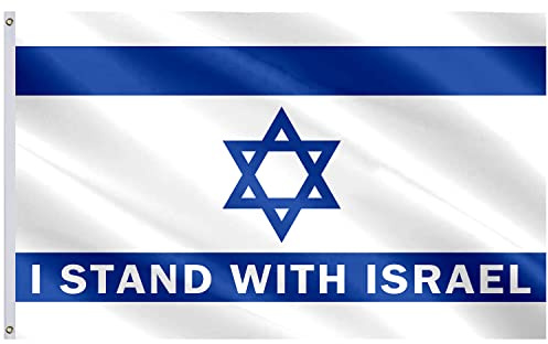 I Stand with Israel Flag 3x5- Bandera de Israel - Doble costura - Poliéster con ojales de latón