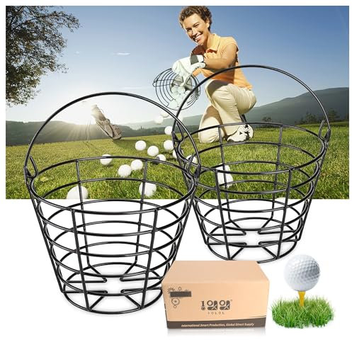 10L0L Panier à balles en métal avec poignée pour chariot de golf, léger et pratique