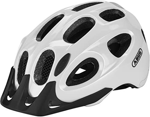 ABUS Stadthelm Youn-I ACE - mit integriertem LED-Rücklicht - Fahrradhelm für den Alltag - für Damen und Herren - Weiß Glänzend, Größe M