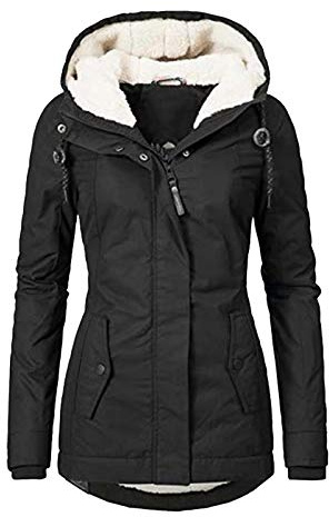 HHMY Parka invernale calda in pelliccia di peluche per donna, mantello invernale con fodera, impermeabile, spesso, parka invernale, parka, giacca in pile, giacca imbottita, antivento, giacca invernale