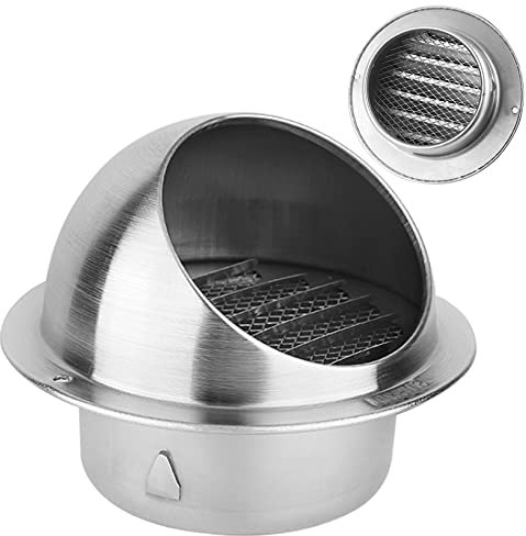 LIGUOYI Aérateur Rond Mural Bouches D'aération en INOX Ø110 160 250mm Grille D'aération Circulaire Raincover Capuchon Grille De Ventilation pour Cuisine avec Filet Anti-Oiseaux Ventilation Hotte