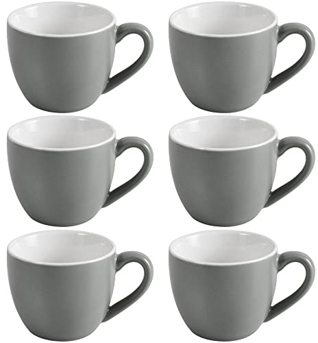 homEdge Mini tazas de café de porcelana para expreso, 3 onzas / 90 ml, diminutas tazas de café Demitasse para espresso, té, juego de 6, gris oscuro