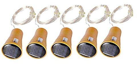 NOPEILVI Solar Bottle Cork Fairy Light Bottle Light Cork Glowing Solar Fairy Light String 10 LED Bottle Light Night Lights for Christmas DIY Party Wedding Decorations,Solar Bottle Cork Fairy 5pcs