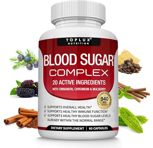 Blood Sugar Complex Supplement - Supports Healthy Blood Sugar Levels Already Within Normal Range All Natural with Cinnamon, Bitter Melon, Chromium, Mulberry, Alpha Lipoic Acid, Non-GMO, 60 Capsules
