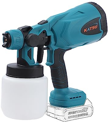 KATSU FIT-BAT 21V Akku-Farbsprühsystem 800ml mit 1,8mm und 2,0mm Düse, für Streichen von Wänden, Decken, Möbeln, Gartenzäunen, Ohne Akku und Ladegerät