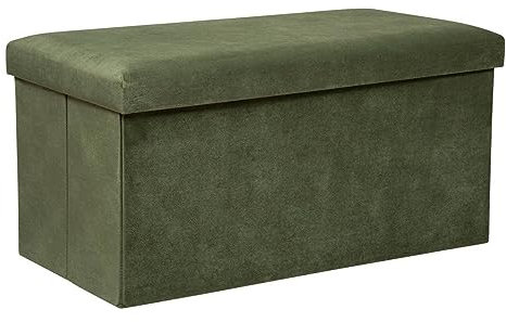 Atmosphera - Pouf Pliant Double Lilou en Velours 76x38cm Vert Kaki