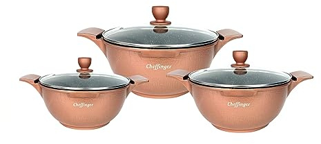 Kochtopfset 20-24-28cm 6-tlg Topf Induktion Alu Guss Geschirr Kupfer