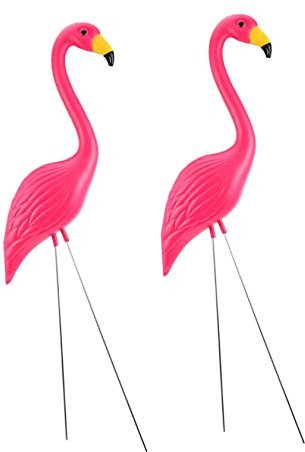 BESPORTBLE 2stücke Flamingo-gartenpfahl Außenbereich Dekoration Flamingo-Statue Rosa Für Terrasse Garten Gartenornament