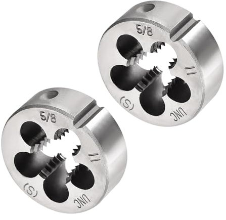 CoCud Terraja de Reparación de Rosca Redonda Terraja Unc 5/8-11 de 38 mm OD Roscado Cilíndrica de Acero para Herramientas de Aleación con 5 Orificios para Virutas 2 Piezas