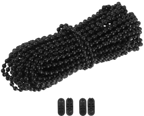 sourcing map 9,15 m Rollo-Perlenkette, Kordel-Set, POM-Jalousien, Zugperlenkette, Zubehör mit 2 Verbindungsstücken, Kugelkette, Schnurhalter-Set, Schwarz