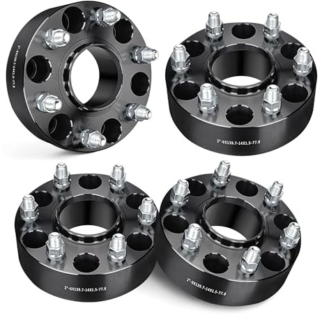 EVIL ENERGY 6x5.5 Wheel Spacers 2 inch Compatible with Ram 1500 2019-2024, 6x139.7 mm Hubcentric with Lip 6 Lugs 77.8 mm Hub Bore M14x1.5 Studs Black