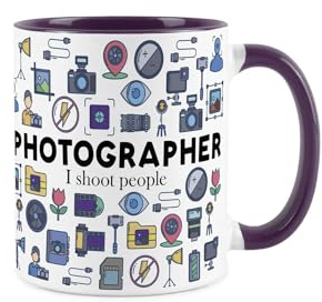 Purely Home Photographer Mug - Humorous Photography & Film Themed Novelty Gifts - Tea/Coffee Hot Drinks Purple Ceramic Cup Present