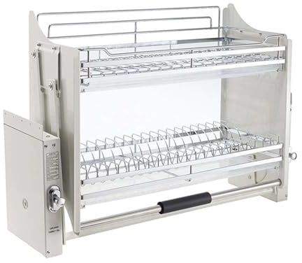 MAMAO Armario Colgante extraíble con elevación de Platos de Acero Inoxidable, Rejillas para Platos y Especias abatibles, Platos para Utensilios Que ahorran Espacio Dentro del Sistema White,800