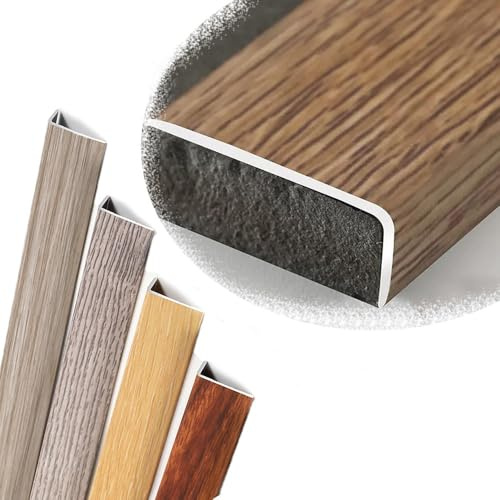 QTWLG 120cm L-förmige Stufenkantenprofil 90cm Treppen Kantenschutz Holzmaserung Eckenschutz Treppenkantenprofil Aus Metall Für Holz/Vinyl/Fliesen Treppen(Coffee,1200 * 35 * 20mm)