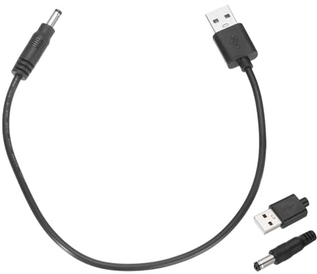 sourcing map USB to DC Power Cable 3A 5V DC Power Cord 4mm x 1.7mm Jack Charging Plug Connector Cable Adapter for Fan Camera Phone Tablet Devices (1ft/0.3 m, Black)