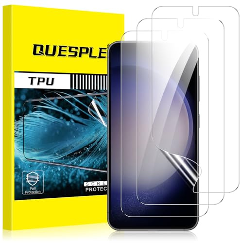 QUESPLE [3 Stück] Schutzfolie für Samsung Galaxy S23 5G TPU Folie, Anti-Kratzen, HD Klar Blasenfreie Weich Samsung S23 Display Schutz, Fingerabdruck-ID Unterstützen