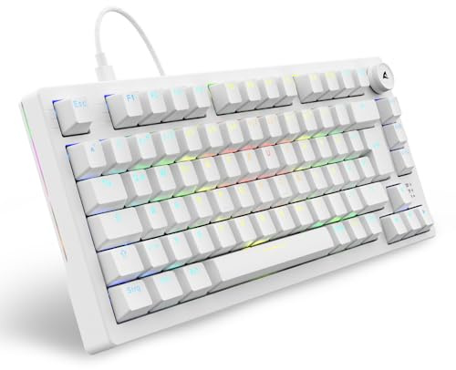 Sharkoon Skiller SGK25 RGB, Gaming Tastatur, 75% Layout, Hot Swap, Huano RED geschmierte Schalter, weiß