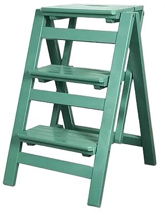 Escabeau pliable à 3 marches – Tabouret léger en bois massif avec grande pédale antidérapante, portable, capacité de 150 kg, idéal pour la maison, le bureau et la bibliothèque