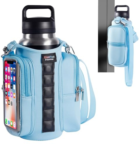 Magnetic Gym Bags for Men & Women with Adjustable Strap,Magnetic Bag Water Bottle Holder for Travel, Work,Sports,Water Bottle Sling Bag with Pocket (Blue)