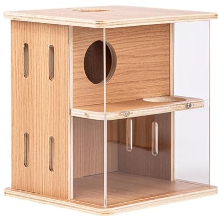 Baoblaze Maison en Bois pour Hamster, Refuge à 2 Niveaux pour Lemmings Syriens