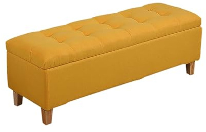 Sitzbank für den Innenbereich, Leinen, gepolstert, für Schlafzimmer, Eingangsbereich, Sitz, Ottomane für Ankleidezimmer, Bettbank, Gelb, 80 cm