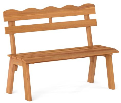 COSTWAY Gartenbank Holz, Holzbank wetterfest | Sitzbank aus Akazienholz, 2-Sitzer Balkonbank, Terrassenbank bis 360 kg belastbar, Parkbank für Garten, Balkon, Terrasse