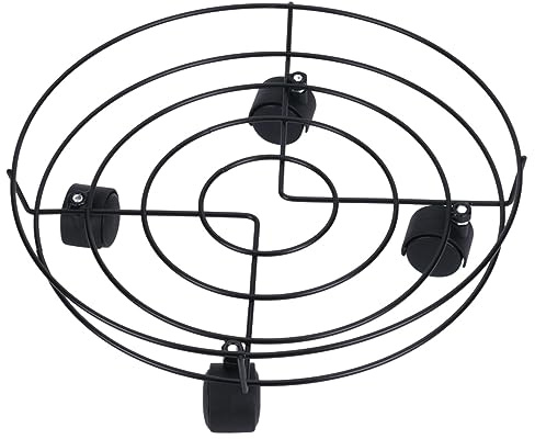FLCPJGV Supporto per Piante in Metallo con Ruote, Porta Vasi Rotondi, Supporto per Piante in Vaso in Ferro su Rotelle, Carrello per Il Trasporto di Vasi, 35 cm