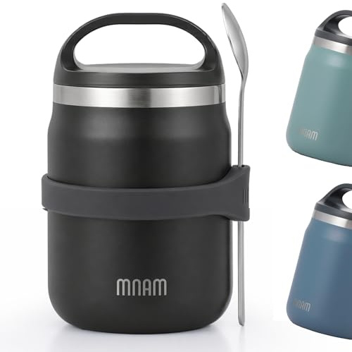 mnam termobehållare mat 700 ml Lunxgo – matlåda Thermo – termomatbehållare – isoleringsbehållare med sked – rostfritt stål varmhållningsbehållare för mat – termobox