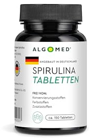 Algomed ® Spirulina Tabletten aus Deutschland - ca.150 Premium Spirulina Platensis Presslinge - 100% rein, ohne Zusätze - laborgeprüft, kontrolliert & vegan - (1 x 60 g)