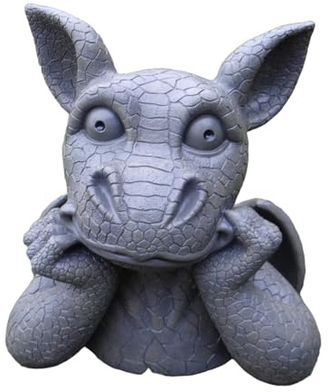Mayer Chess Gartendrache Drachenkopf 25cm - Wetterfeste Gartenfigur aus Polyresin - Frostbeständige Gartendeko - Deko-Drache für Außenbereich