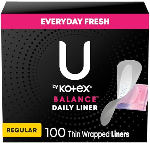 U by Kotex Balance Daily Panty Liners, Wrapped, Light Absorbency, Regular Length, 100 Count (Packaging May Vary)