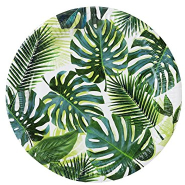 Talking Tables 8 Assiettes Jetables Tropicales Palmier pour Fêtes Estivales (23cm) Luau Hawaïen Vert Fête Jungle Anniversaire Enfants BBQ
