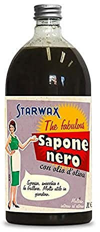 STARWAX THE FABULOUS - Sapone nero con olio d'oliva - Sgrassa - Smacchia, fa brillare - 100% di origine naturale - Cucina, pavimenti - Adatto per la toelettatura degli animali - 1L
